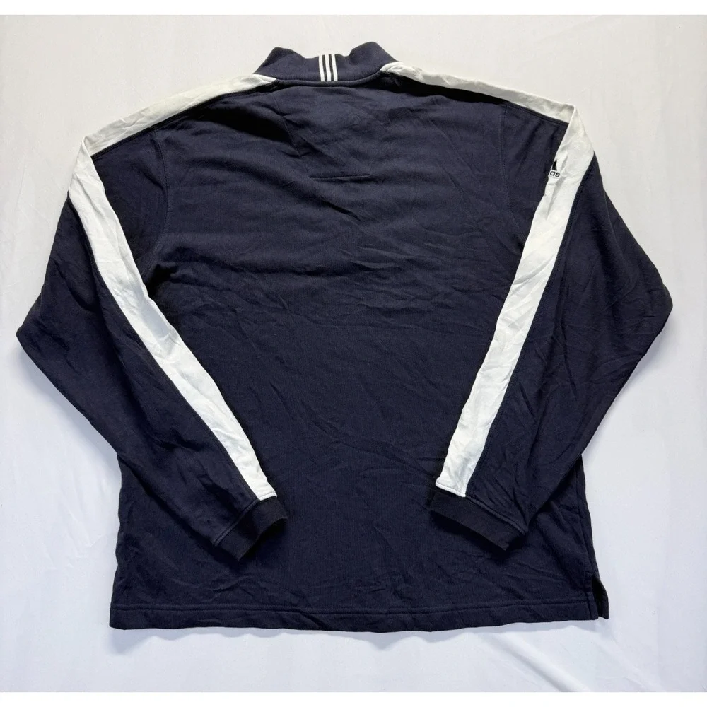 Adidas Golf Shirt Mens Small Navy Blue White Stretch Logo Quarter Zip Athletic‎